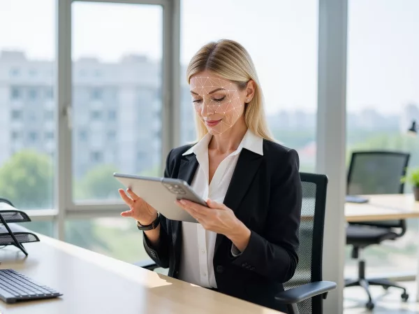 donna esegue su tablet verifica dell'identità online conforme eIDAS