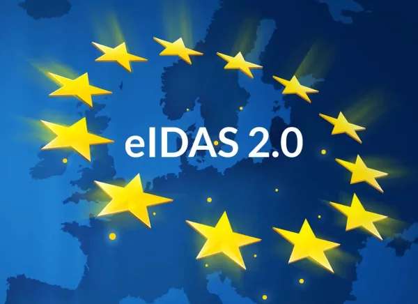 eIDAS 2.0 identità digitale europea su bandiera dell'europa